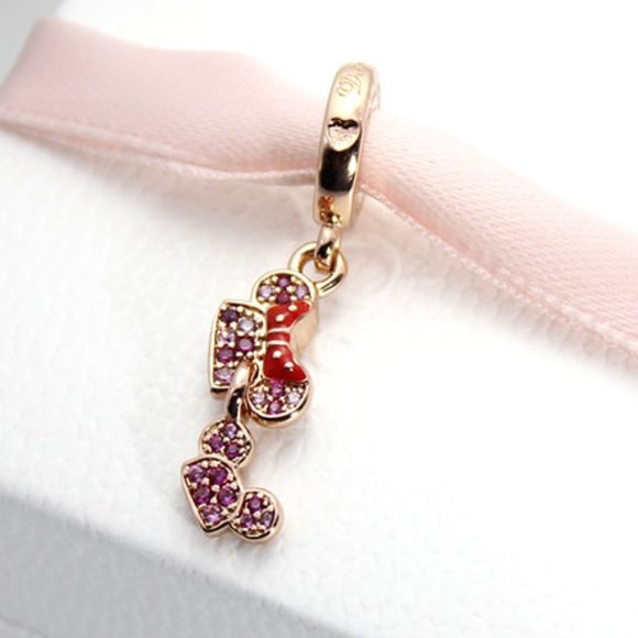 Pandora Minnie and Mickey Mouse Mother's Day Ear Hat Charm - Picture 1 of 7